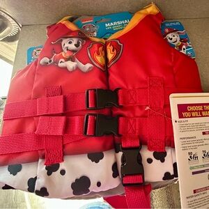 NWT Paw Patrol Marshall Red and Yellow Kids Swim Vest with Dalmatian Print